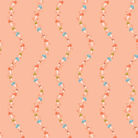 ORGANIC COTTON - Cloud 9 fabrics - Woodland Creatures - Mushroom Vines - Pink