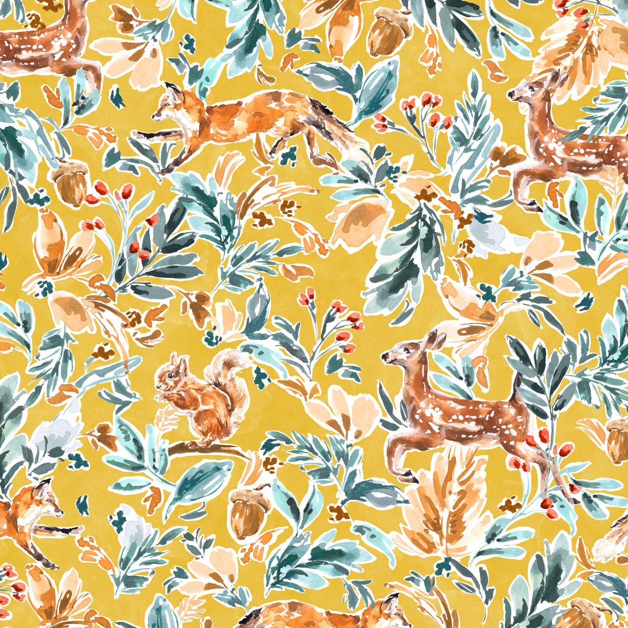 COTTON - Dashwood Studios - Into The Wild - Woodland animals on gold