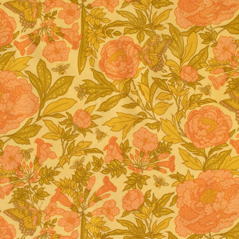 ORGANIC COTTON -  Bountiful Poplin - Peonies DEW by Mustard Beetle - Birch Organic Fabric