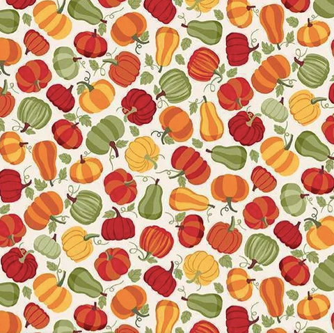 COTTON - Makower UK - Autumn Days - Pumpkins White