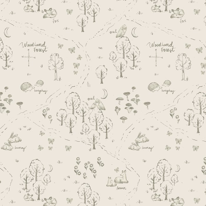 COTTON - Dear Stella - Willow Woodland Map, Gardenia