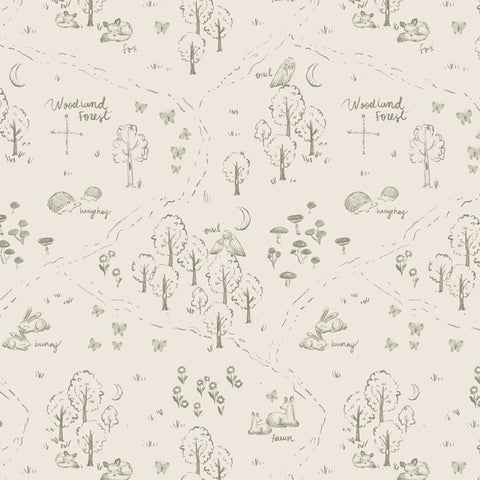 COTTON - Dear Stella - Willow Woodland Map, Gardenia