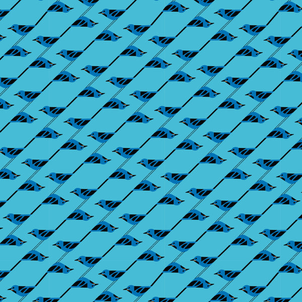 ORGANIC COTTON - Birch Organic Fabric Poplin - Charley Harper Monteverde Habitat: Bluebird Stagger