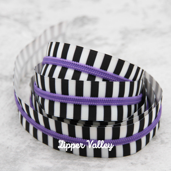 Chunky Zebra Stripes - Size #5 PURPLE Nylon Coil Zipper Tape - pkg of 3 yards