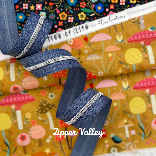 Billy Jean - Size #5 SILVER Nylon Coil Zipper Tape - pkg of 3 yards