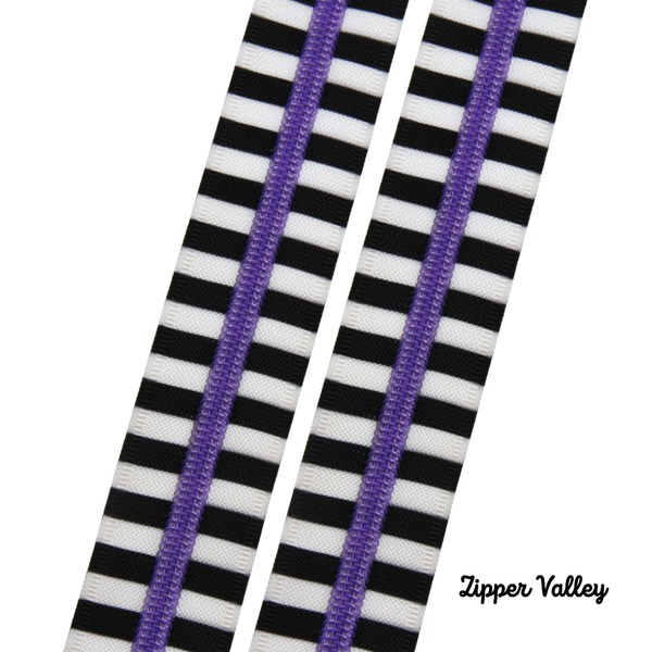 Chunky Zebra Stripes - Size #5 PURPLE Nylon Coil Zipper Tape - pkg of 3 yards