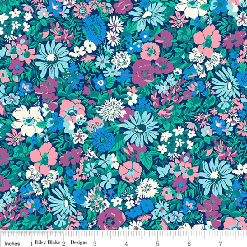 COTTON - Liberty Fabrics - Flower Show Midnight Garden Malvern Meadow E