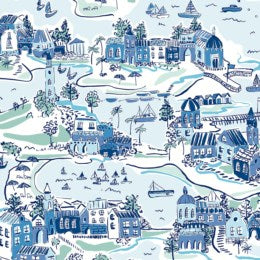 COTTON - Liberty Fabrics - Riviera Adventure Coast Blue