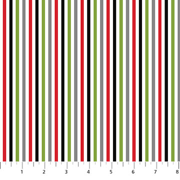 COTTON - Northcott - White Multi Barcode Stripe (red/black/green/grey)