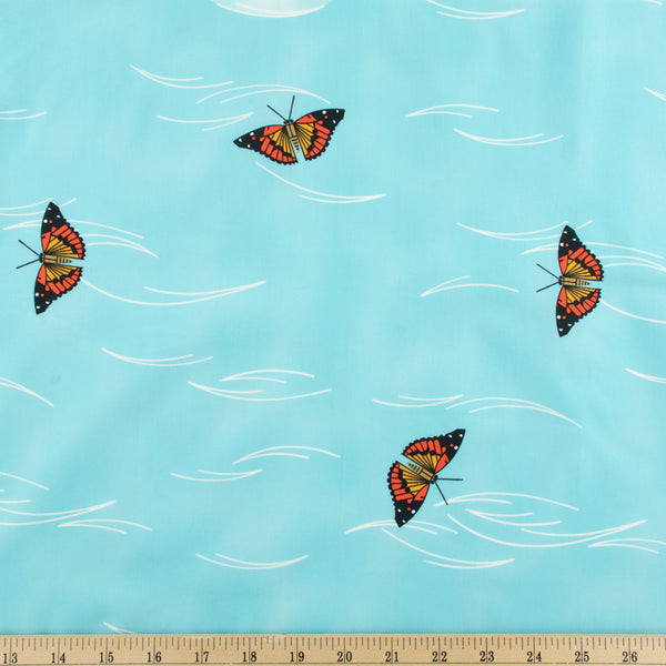 ORGANIC COTTON - Charley Harper Hawaiian Volcanoes - Butterfly Flight - Birch Organic Fabric