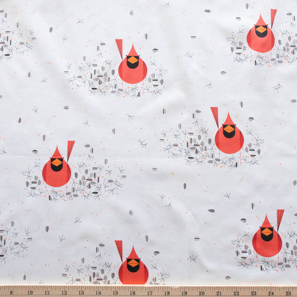 ORGANIC COTTON - Charley Harper Holiday Best VOl 1 - Cardinal and Seeds - Birch Organic Fabric