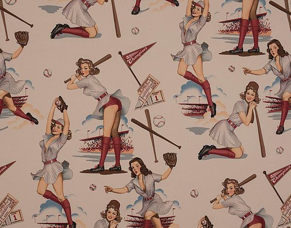 COTTON - Large Scale Print* - Alexander Henry PIN UPS - Swingers Tea/Red