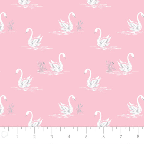 COTTON - Camelot by Laura Ashley - Grace - Swans Pink